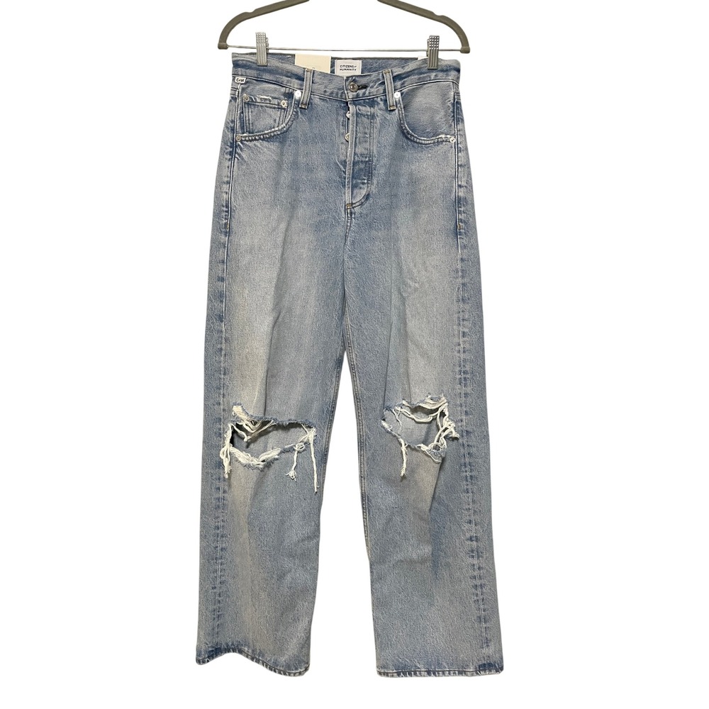 Citizens of Humanity Ayla Baggy Distressed High Rise Button Fly Jean Blue 25 NWT - Picture 2 of 15